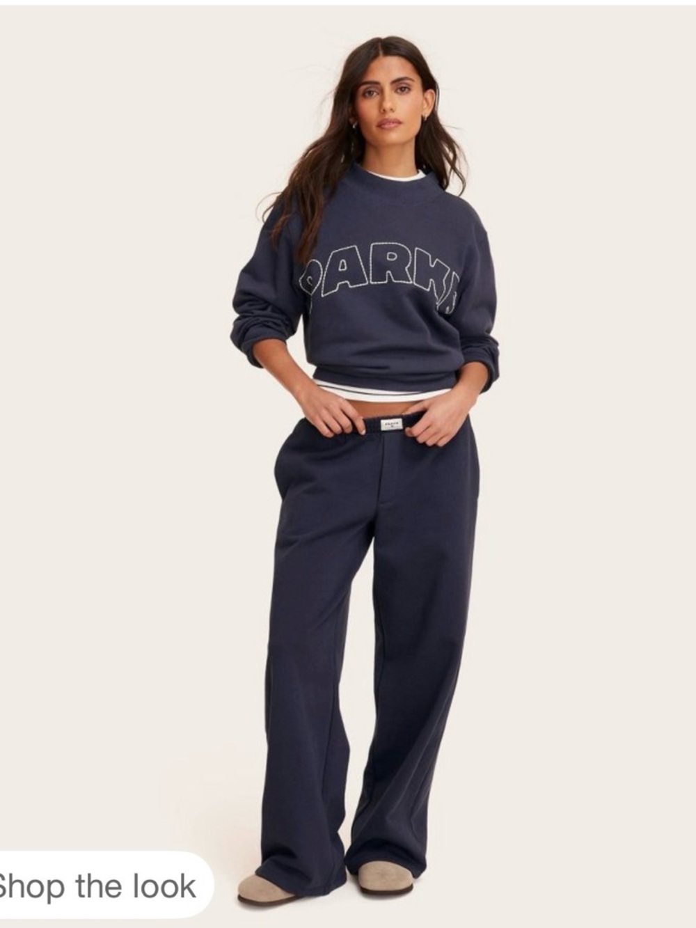 PARKE Navy Wide-Leg Sweatpants with Relaxed Rise